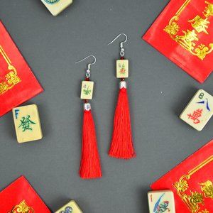 Handmade Earrings - Mahjong Tiles CNY